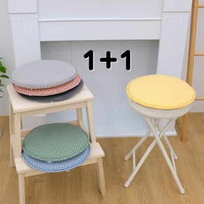 [원형 방석] 1+1 색상교차가능 6type 고정끈 32cm 논슬립 푹신한 카페 의자 사무실 의자 식탁 의자 벤치 의자, 그레이(라인)+그레이(라인), 2개