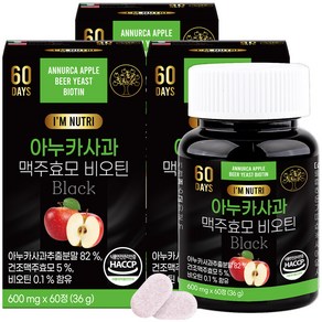 아임뉴트리 식약청 아누카사과 맥주효모 비오틴 600mg x 60정, 36g, 3개