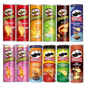 프링글스칩110g 12종1박스(클래식+치즈+사워크림&어니언+핫스파이시+크리미쉬림프+마요치즈+버터카라멜+블랙페퍼+버팔로윙+찹스테이크+할라피뇨+볼로네제스파게티)), 1세트, 110g