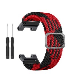 Xiaomi Huami Amazfit T Rex 스마트 시계 밴드 팔찌 밴드 용 Amazfit T-Rex Po 교체 스트랩 용 탄성 나일론 시계 밴드, 레드 & 블랙