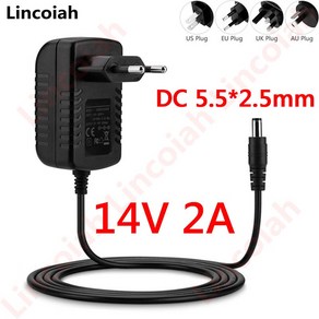 14V2A AC 100V-240V 컨버터 어댑터 DC 14 V 2A 2000mA 28W 전원 공급 장치 볼트 EU/US/UK/AU 플러그 5.5mm x 2.1mm-2.5mm, [02] US Plug, [01] 14V 2A DC 5.5-2.5MM, 1개