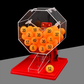 로또기계 대형로또추첨기 번호 추첨 자동 로또뽑기 투명 뽑기 번호추첨기 소형 5모드 뽑기판, 작은 빨간색 기계에 주황색 숫자 볼 1부터 50까지, 1개