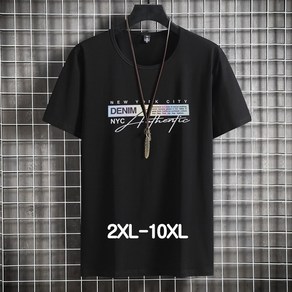 쥬엔리치 4XL~10XL 남자 빅사이즈 반팔 티셔츠 면 라운드 넥 캐쥬얼 남성 루즈핏 여름 티