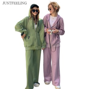 JUSTFEELING 150KG까지/빅사이즈/XL-5XL/와이드핏/패션/운동복세트/후드자켓+운동바지/상하세트/투피스