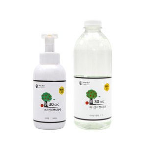 1+1 에스엔비 30s 핸드워시 본품/리필, 1세트, 사과향 본품500ml+리필1L, 1L