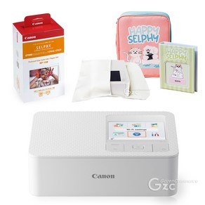 캐논 셀피 CP1500 + 인화지 108매 + 잉크 + 가젠파우치(포켓형) + 한정판패키지, 화이트