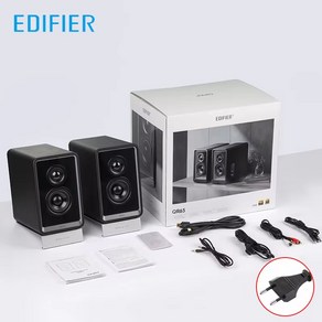 Edifie QR65 액티브 모니터 데스크탑 블루투스 스피커 GaN 충전기 포함 고해상도 LDAC 코덱 RCA Aux USB 입력 조명 효과, 2)블랙 EU plug