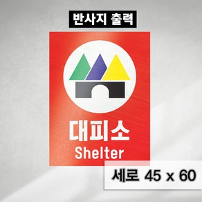 (일반반사지)(세로형) 45x60 대피소 위치안내 표지판 1set 2개/스티커 철판 포멕스 비상구 대피소안내 안내표지 안전표지 안내판 좌 우 방향안내, 기본형(그린)