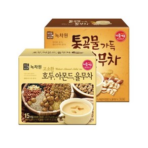 녹차원(주) [녹차원] 호두아몬드율무차 15스틱+통곡물율무차 10스틱, 1, 2개, 15개입