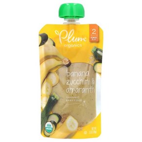 Plum Oganics Oganic Baby Food 6 Mos & Up Banana Zucchini & Amaanth 3.5 oz (99 g), 99g, 1개