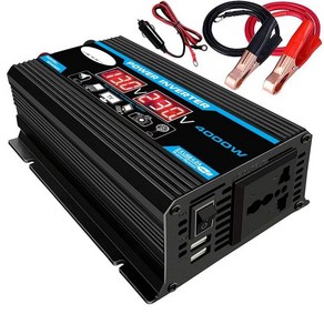 차량용컨버터 4000w 12v 220v110v led 자동차 전원 인버터 변환기 충전기 어댑터 듀얼 usb 전압 변압기 수정 사인파, 블랙 12v-220v, 협력사, 1개