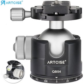 ARTCISE QB54 초박형 헤드 독특한 54mm 볼 360 파노라마 삼각대 헤드 CNC 알루미늄 금속 헤드 Aca 스위스 빠른 릴리스 보드 최대 35kg 부하, 1개