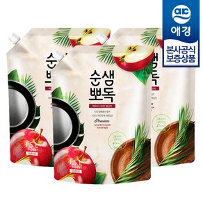 순샘 뽀독 애플향 주방세제 리필형, 3개, 1.5L