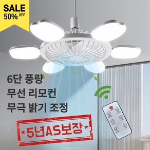 실링팬 6단 풍량 무선 리모컨 조명선풍기 천장형실링팬 선풍기실링팬, 화이트