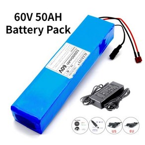 전기 자전거 스쿠터 18650 리튬 이온 배터리 팩 BMS 및 67.2V 충전기 포함 신제품 60V 30000mAh 30Ah 16S2P