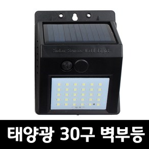 솔라콤 태양광 30LED 감지 벽부등 센서등 야외조명 태양열 정원등 인테리어조명, 태양광 30구 벽부등