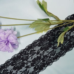 dklace 스판레이스모음 / 레이스 5082 폭 8cm 자가드, Black, 1개