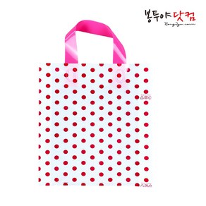 봉투야닷컴 루프백 M-3호 (30x38+8cm) 50장 비닐쇼핑백, 도트-화이트핑크