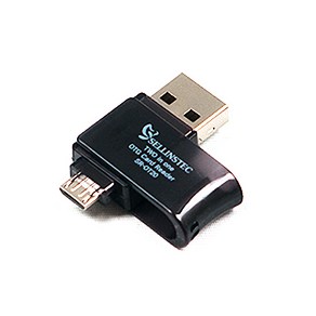 셀인스텍 USB2.0 MicoSD리더기 마이크로5핀 OTG 스윙타입 블랙, 1개