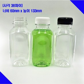 [보틀스] 300ml 300미리 사각 주스 미니 페트병 플라스틱병, 110개, 백색(38파이), 투명