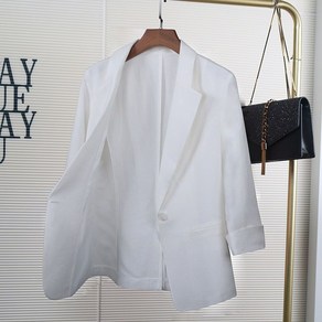 COBOTOR 여성 면마 자켓 심플 무지 봄 여름 가을 여자 긴팔 재킷 상의 women linen jacket XK0448