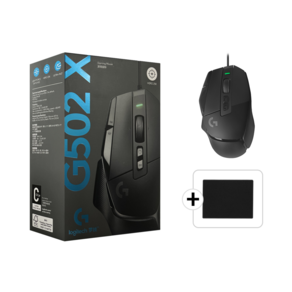 로지텍 G502 X 게이밍마우스 컴퓨터 게임용 광마우스 유선 롤 배그 G502X 박스병행 + 스토리링크 마우스패드, 로지텍 G502X_블랙 + 스토리링크 마우스 패드