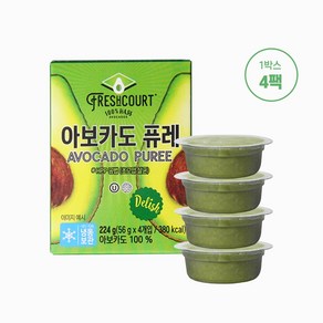 [자연원] 100% 아보카도 퓨레 224g (56g x 4개입), 1세트