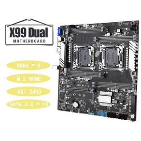 X99 듀얼 CPU 마더보드 M.2 NVMe LGA 2011V3 V4 8 * DDR4 M 최대 256GB 기가비트 이더넷 USB3.0 10, 01 CN, 01 마더 보드, 1개