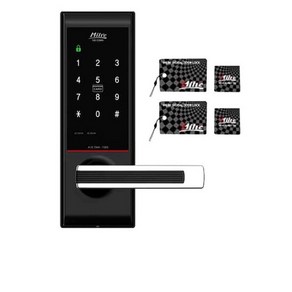 밀레시스텍 무타공 디지털 손잡이 있음 도어락 MI-5200S + 전자키 휴대폰걸이형 2개 + 스티커형
