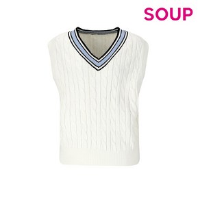 [SOUP] SOUP 배색 케이블 니트 베스트 (SYAVK30)