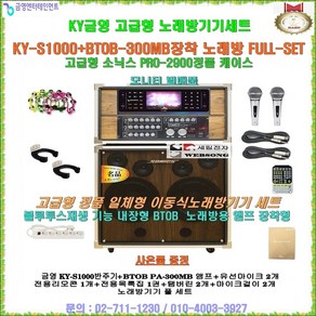 금영 이동식노래방기기 KY-S1000장착 세트3/BTOB-300MB앰프+소닉스 2900케이스장착형-모니터 별매품/행사용노래방기계/팬션-휴계실-요양원-가정용 가라오케풀세트, 유선마이크 타입, BTOB-300MBgold(2채널/300W출력)