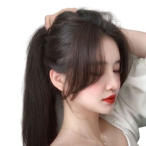 여성 옆머리 가발 인모 앞머리 똑딱이 붙임머리 부분가발 1세트25cm 슬림소녀 Women's wigs