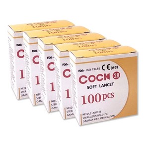 Cock 콕 소프트 채혈침 란셋, 5개, 100개입