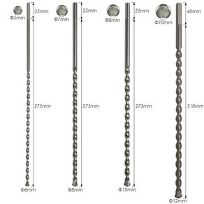 콘크리트 타일 철제 드릴 비트 기리 홀쏘 생크 트위스트 긴 350mm 텅스텐 8mm 팁 카바이드 임팩트 삼각형 1 300mm 6mm 석조 10mm 매우 12mm 개, 01=6mmx300mm, 1개