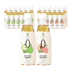 넛츠그린 제로스파클링 애플블랙티+복숭아블랙티, 350ml, 24개