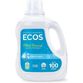 ECOS 세탁 세제액 100개 적재물 - 피부과 전문의 테스트 비누 저자극성 EPA Safer Choice 인증 식물 동력 Free & Clear 100Fl Oz