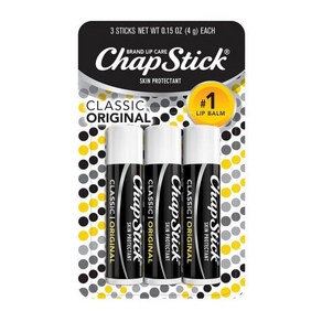 ChapStick 클래식 레귤러 맛 피부 보호 립밤 튜브 4.3g 0.15온스 12팩, 3 Count (Pack of 1), 3개