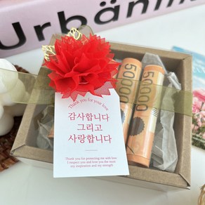 어버이날 카네이션 용돈박스 선물 현금 봉투, 1개, 레드