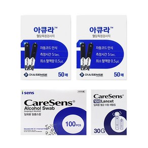 아큐라 혈당 측정 풀세트(시험지100매+채혈침100매+알콜솜100매), 1개, 100매입