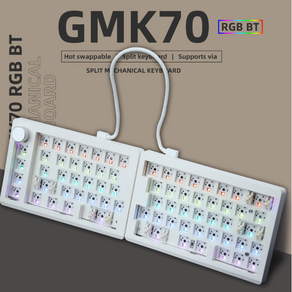 [cy] ZUOYA GMK70 기계식 게이밍 키보드 전용키트 하우징 마그니틱 분리형 핫스왑DIY gasket구조 객제화 RGB 3000mah VIA지원, GMK70 키트(키캡키축없음), 복숭아축V3(정음축)