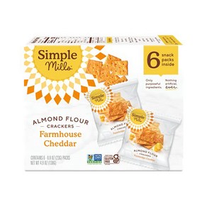 Simple Mills Almond Flou Cackes Famhouse Ched Simple Mills 아몬드 가루 크래커 농가 체다 스낵 팩 - 프리 건강 스, 1개, 138g