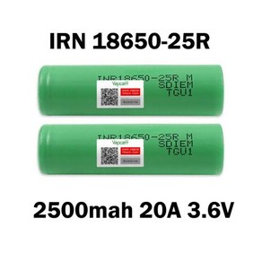 리튬 이온 배터리 충전식 원통형 18650 셀 한국산 25R INR 18650 2500mah 20A 36V 배터리 팩용 120 개, 1개, 1)1pcs