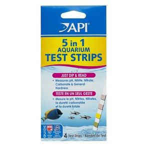 4-Count 5-in-1 API TEST STRIPS Feshwate and Saltwate 4개 5-in-1 API 테스트 스트립 담수 및 해수 수족관 테스트 스트, 1개