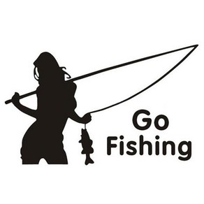 여자 GO Fishing 낚시 매니아 스티커 자동차 뒷유리 트렁크 포인트 데칼 스티커