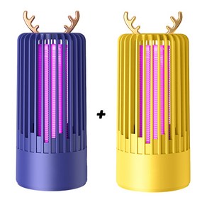 KORELAN 전기 모기퇴치기 usb 모기등 감전식 해충퇴치기 포충기 전자 모기채 모기퇴치램프, 옐로우+블루