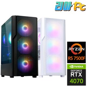 리아PC 조립 컴퓨터 고사양 게이밍 PC 데스크탑, R5 7500F + RTX 4070, Fee DOS, 500GB, 32GB, 블랙