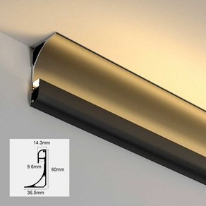 bioso 우물천장몰딩 간접조명 몰딩 DIY 천장 데코, 블랙6cm 1m(램프밴드없음) 노란빛