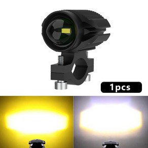 오토바이 Led 라이트 램프 장거리 12-80V 듀얼 컬러 흰색 / 호박색 범용 보조 스포트라이트 안개등 용 추가 LED 헤드 라이트, 1개