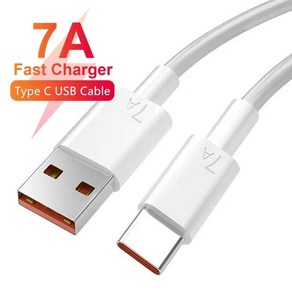 USB C타입 충전 케이블 7A 100W 샤오미 13 레드미 포코 화웨이 아너 OPPO 리노 8 리얼미 안드로이드 USB-C 고속 충전기 코드, 7A Type-C Cable, 1개