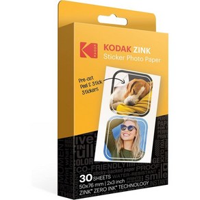 징크 KODAK 2x3 프리미엄 포토페이퍼(100매) PRINTOCATMATIC 스마일 및 스텝 카메라 프린터와 호환(포장이 다를 수 있음), 30 Pack_Pe-Cut Sticke